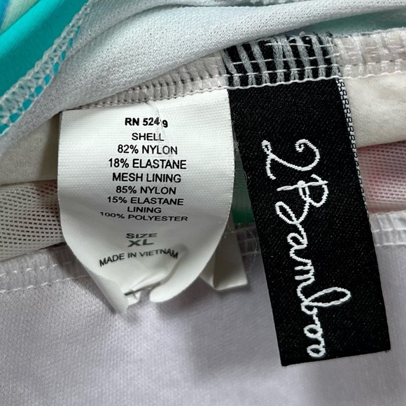 2 Bamboo Turquoise Blue Pink Striped Tankini Top size XL. - Picture 13 of 13